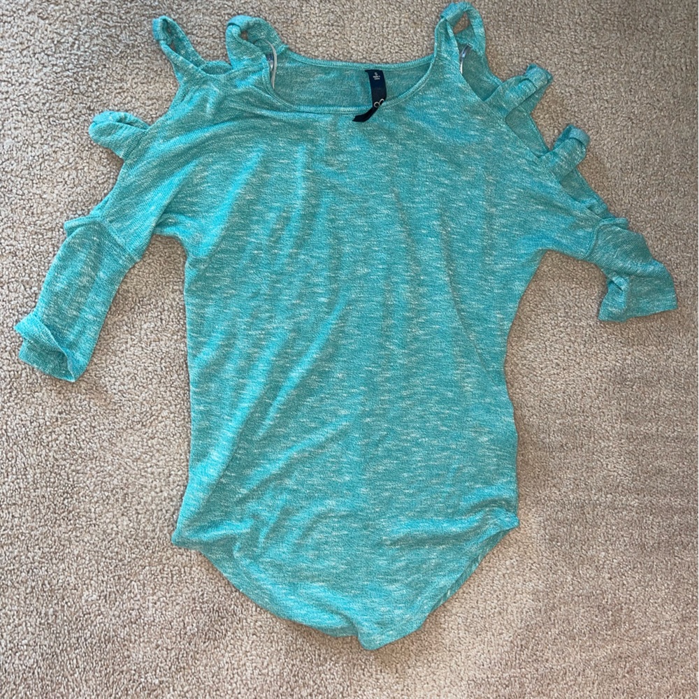 Jessica Simpson Teal Three Quarter Long Sleeve Shirt Size small
